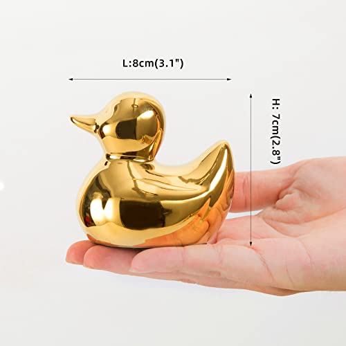 Home Decor Golden Ceramic Duck Figurines, Home Decor Animal Sculptures and Statues Handmade Artware Decor, Mini Duck - color: A-gold