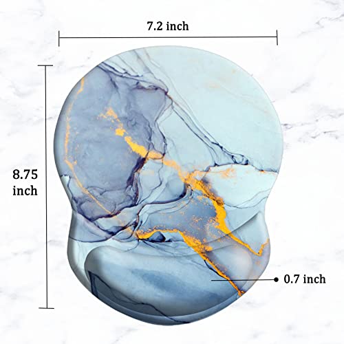 Ergonomic Wrist Support Mouse Pad - Comfortable Computer Mouse Pad with Non-Slip PU Base for Home Office Working Gaming (Light Blue Marble) - color: Light Blue Marble