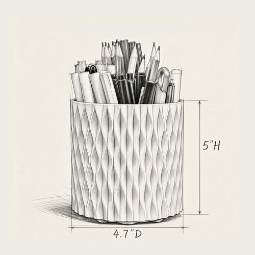 Lebenrich Aesthetic Black Pen Holder for Desk, Rotating Plastic Desk Pencil Holder Organizer for Home School Office - color: Black