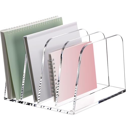 YUXUN Desk File Organizer,4-Section Clear Acrylic Desk Organizer,Vertical File Sorter Holder Organization for Office School & Classroom - style: 4-Section,B5