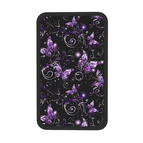 Car Center Console Cover Purple Butterfly Polyester Fabric Auto Armrest Cover Boho Flower Butterflies Cute Hippie Scratch Resistant Wear-Resistant Universal Car Armrest Storage Box Pad - color: Butterfly