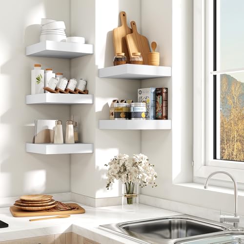 Fun Memories Floating Shelves for Wall 10 Inch, 10 Inch Deep Square Wall Shelves, Bathroom Storage Shelves Over Toilet, Wood Floating Shelves for Living Room Bedroom, White, Set of 2 - color: Modern White, size: 10W x 10D x 1.5H