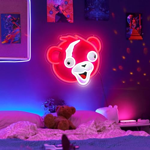 Fortnite Cuddle Team Leader Neon Sign, Official Licensed Pink Bear LED Light for Gaming Room Decor,USB Dimmable Gaming Lights for Girls Room, Fortnite Gifts for Gamer, Streamer Wall Art, Man Cave Setup - color: C-Cuddle