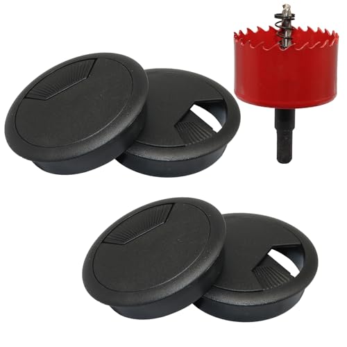 12PCS Desk Grommet,2-3/8Inch(60mm) Cable Grommet Hole Cover with Hole Saw,Ideal Solution for Office Home Table Cable Management Workers - size: 2-3/8"(60mm)