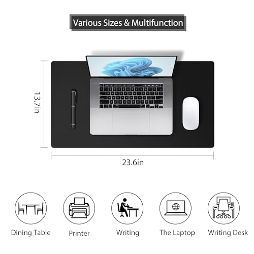 Leather Desk Pad Protector, Mouse Pad, Non-Slip Computer Mat for Desk, PU Leather Office Desk Mat for Home Office, Waterproof Laptop Desk Blotter Pad for Keyboard and Mouse, Black (13.7''X23.6'') - color: Black, size: 13.7''X23.6''