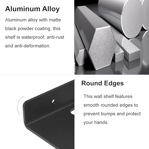 Small Floating Shelf –3mm Thick, 6.5 inch, Metal Wall Shelf, Metal Floating Shelves for Echo, Cameras, Small Speaker - color: Black 1 Pcs