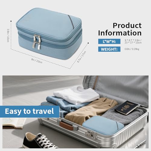 Lanola Electronic Accessories Case,Electronics Travel Organizer, Portable Double Layer Cable Storage Bag for Cord, Charger, Flash Drive, Phone, SD Card,Flash Drive,Adapter - Light Blue - color: 2-Light blue