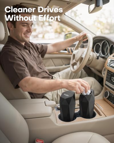 HOTOR Car Trash Can with Lid - 2 Pack, Car Accessories for Interior, Leakproof Vehicle Garbage Can with 30 Attached Trash Bags, Multipurpose Organizers and Storage for Home, Office, Black - color: Black