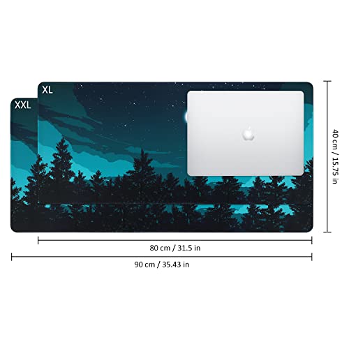 iCasso Extended Gaming Mouse Pad (35.4x15.7 in), Large 3mm Non-Slip Rubber Base Mousepad with Stitched Edges, Waterproof Keyboard Mouse Mat Desk Pad for Work, Game, Office, Home - Silent Night - color: Silent Night