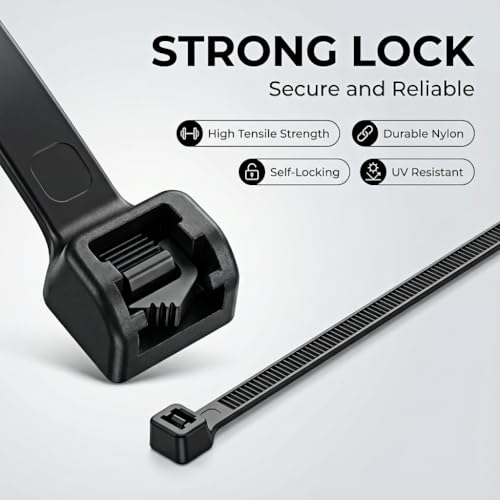 600 Pack Zip Ties Heavy Duty Assorted Sizes, Black UV Resistant Self-Locking Nylon Zip Ties for Indoor Outdoor Wire Management, Home, Office, Garden and Industrial Use - size: 8+12+16+18 600 Pack