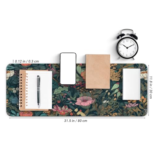 Gaming Mouse Pad, Large 31.5 x 11.8 inches Mousepad, Long Keyboard Pad, Cute Mouse Mat for Computer with Stitched Edges and Non-Slip Base (Wildflower) - color: Wildflower