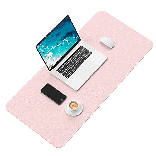 Hsurbtra Desk Pad, 30" x 14" PU Leather Desk Mat, XL Extended Mouse Pad, Waterproof Desktop Blotter Protector, Non-Slip Ultra Thin Large Laptop Keyboard Writing Mat for Office Home, Pink - color: Pink, size: 30" x 14"