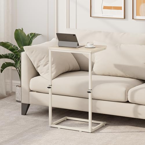 Vagusicc C Shaped End Table for Couch, 33.2'' Tall C Table Adjustable Height Side Table, Small Side Table for Small Spaces, Couch Tables that Slide Under, Tv Tray Table for Living Room, Beige - color: Beige (1 Pack), style: Ordinary