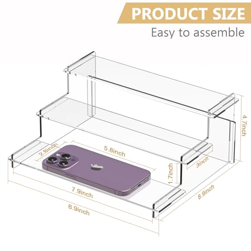 Acrylic Risers Display Stand, 3 Tier Cupcake Holder, Clear Perfume Organizer Stand, Display Shelf for Figures and Collection, Dessert Shelves for Party, Display Risers for Decoration and Organizer