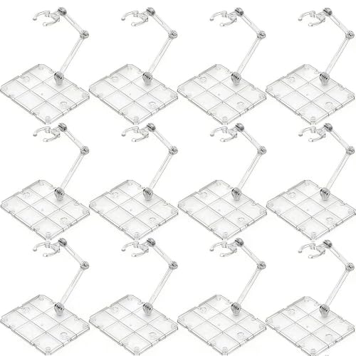 Action Figure Stand, 12 PCS Assembly Action Figure Display Holder Base Doll Model Support Stand Compatible with HG RG SD SHF Gundam 1/144 Toy with Screwdriver Transparent