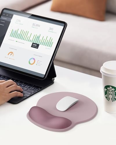 Laborio Mouse Pad with Wrist Rest, Ergonomic Mouse Pads for Desk, Office Non-Slip Mousepad with Gel Wrist Support(Rose Pink, 10.6''L x 9''W) - color: Rose Pink