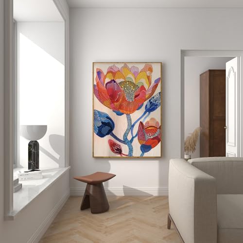 XASUBH Colorful Abstract Watercolor Wall Art Abstract Botanical Poster Aesthetic Landscape Picture for Farmhouse Apartment Dorm Wall Living Room Home Bedroom Contemporary Decor 16X24 Inch Unframed - color: Colorful Flower, size: 24"L x 16"W