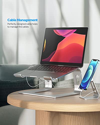 Nulaxy Laptop Stand, Ergonomic Aluminum Laptop Computer Stand, Detachable Laptop Riser Notebook Holder Stand Compatible with MacBook Air Pro, Dell XPS, HP, Lenovo More 10-15.6” Laptops - color: B-Silver