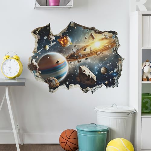 Quanhaigou 3D Galaxy Outer Space Wall Decals Stickers Wall Murals Wallpaper Decor for Home Floor Living Room (Universe Planet) - color: Universe Planet