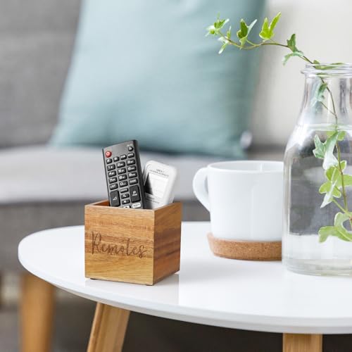 DRASTAR Remote Control Holder, Wood TV Remote Holder, Remote Storage Caddy, Remote Control Organizer (Acacia, 1 Slot) - color: Acacia, size: 1 Slot