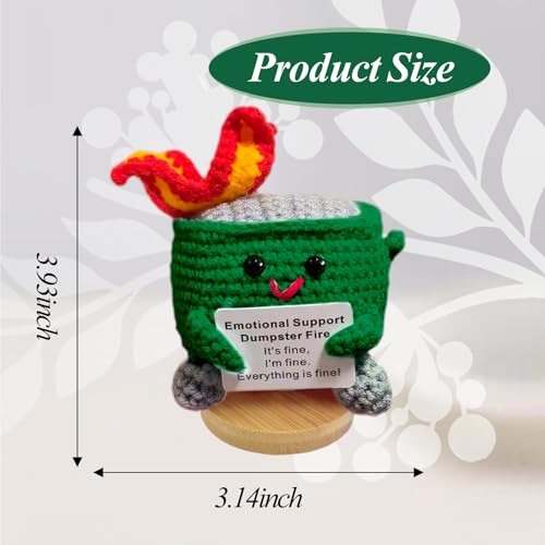 Emotional Support Dumpster Fire - Positive Crochet Birthday Gifts for Women Men, Handmade Knitted Retirement Farewell Going Away Gifts for Friend Coworkers Chaos Coordinator Office Administrative Boss - color: Multicolor(7pcs)