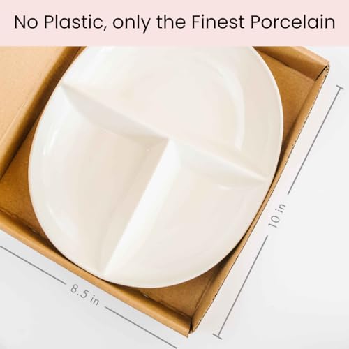 Uba Portion Control Plate (PORCELAIN) for Adults for Healthy Diet (White, 1)