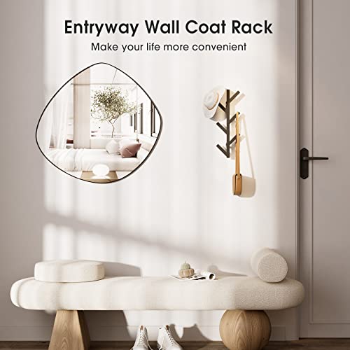 RRG Vertical Coat Rack Wall Mounted 16 Inch, Metal Vertical Hat Rack for Wall, Modern Coat Rack Tree for Hats, Jackets, Bags, Entryway Bedroom (Height 16") - color: Black