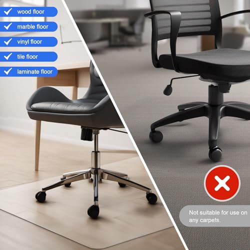 Azadx Office Chair Mat for Hardwood Floor Clear Chair Mat for Easy Glide Floors Protector for Under Desk Chairs Mat Plastic Floors Mats for Office Chairs(36" x 55" for Hard Floor) - size: 36" x 55'' For Hard Floor