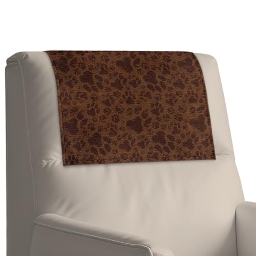 2 Packs Dog Paw Brown Leather Recliner Headrest Cover Waterproof Leather Headrest Protector for Suitable for Office Lounge Chair Theater Seats Daily Home Decor - color: Dog Paw Brown