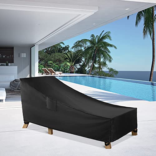 WLEAFJ Patio Chaise Lounge Cover Waterproof, Heavy Duty Outdoor Lounge Chair Covers, Black Durable Patio Furniture Covers, 78L x 34W x 32H inch - color: Black, size: 78L x 34W x 32H inch