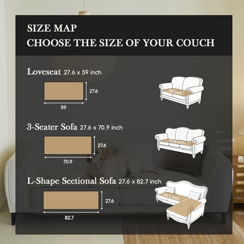 Diamond Quilted Couch Cover for Dogs Non Slip - Large Silicone Particles Pet Friendly Thick Sofa Slipcover for 3 Cushion Couch Washable Furniture Protector Mat for Dogs Cats - color: Dg-white, size: 27.6" x 59"