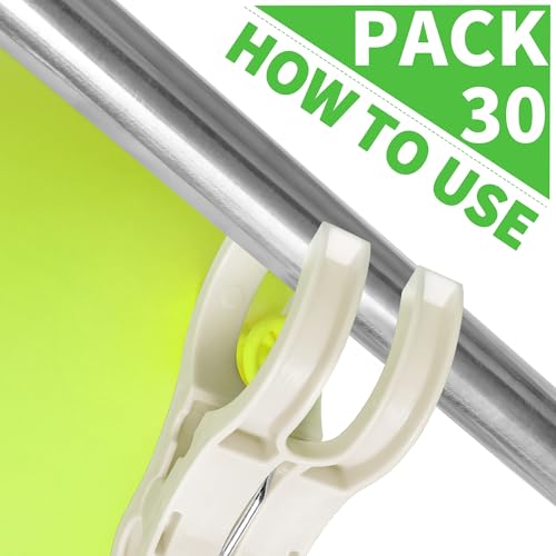 PUGPIU 30 Pack Balloon Arch Clips for Backdrop, 3.5 Inch White Spring Clamp | Plastic Balloon Clips for Arch, Great for Backdrop Stand, Birthday Wedding Decoration, Hang-drying, Beach Towels, Photos - color: White3