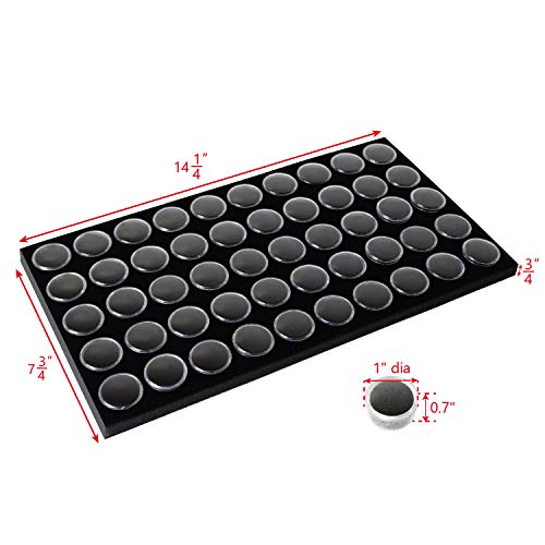 Ikee Design Jewelry Storage Tray Insert, 50 Gemstone Display Jars, Black Foam Liner, Home Organization, 14 1/4 x 7 3/4 x 3/4 in - color: Black Foam (50 Jars Only)