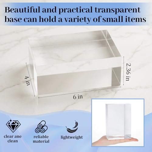 Qunclay 4 Pcs 6 x 4 x 2.36 Inches Acrylic Square Display Block Clear Polished Acrylic Cubes Jewelry Display Stand for Jewelry Ring Showcase Holder Base Collections - size: 6 x 4 x 2.36 Inches