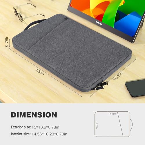 15.6 Inch Portable Monitor Case, Protective Carrying Sleeve for ForHelp KYY MNN InnoView VILVA Zenscreen COOLHOOD ViewSonic HotYeah KOORUI QQH 15.6" 16.1" Portable Monitor Computer Bag,Gray - color: Space Gray, size: 15.6 Inch