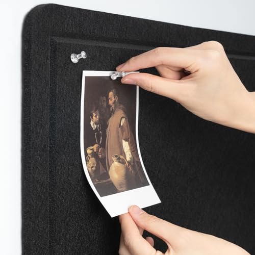 Lightomorrow Large Bulletin Board, 60 x 48 inches Decorative Felt Pinboard, 5' x 4' Cork Board Alternative for Wall, Foldable Photo Board Self-Adhesive Vision Board with 20 Pushpins - Black - color: Black, size: 47.2" x 59.1"