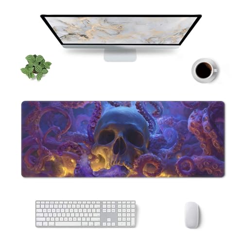 Skull Mouse Pad Extended Large Gaming Mouse Pad XL Stitched Edges for Gamer Home Office 31.5 X 11.8 Inch - color: Skull