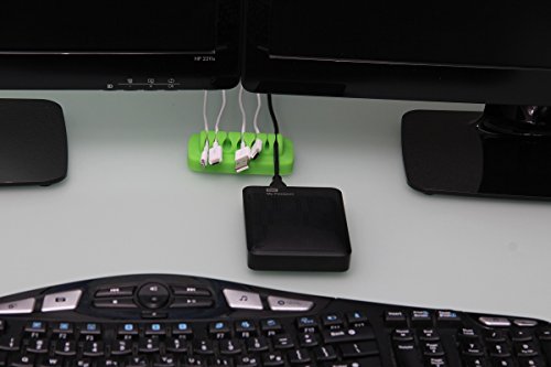 Heaviest Cable Organizer on The Market! Compact and Weighted Desktop Cord Holder and Cable Organizer, Eco-Friendly Silicone, No Bad Smell, Bundled with 4 Reusable Cable Ties! (Green) - color: Green, Standard