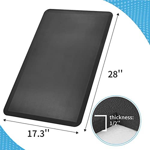 Art3d Anti Fatigue Mat - 1/2 Inch Cushioned Kitchen Mat -Comfort & Non Slip Cushion for Standing Desk, Office or Garage Floor (17.3"x28", Black) - color: Black, size: 28"L x 17.3"W x 0.5"Th