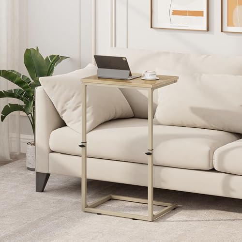 Vagusicc C Shaped End Table for Couch, 33.2'' Tall C Table Adjustable Height Side Table, Small Side Table for Small Spaces, Couch Tables that Slide Under, Tv Tray Table for Living Room, Natural - color: Natural (1 Pack), style: Ordinary