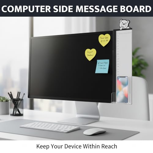 4 Pack Desk Buddy Monitor Memo Board Side Mount - Cute Office Desk Accessories for Women,Computer Side Panel Memo Creative Monitor Side Panel with Phone Holder,Office Essentials for Desk Organization