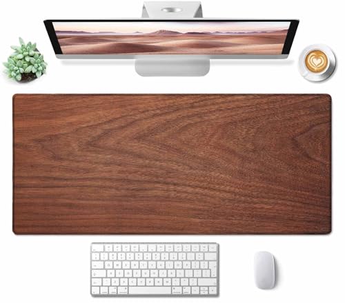 Large Extended Gaming Mouse Pad with Stitched Edges, Non-Slip Rubber Base Mouse Pad for Office, Computer, Keyboard, Laptop and Home Desk Pad 35.4X15.7 Inch Brown Wood Texture - color: Brown Wood Texture, size: 35.4L x 15.7W inches