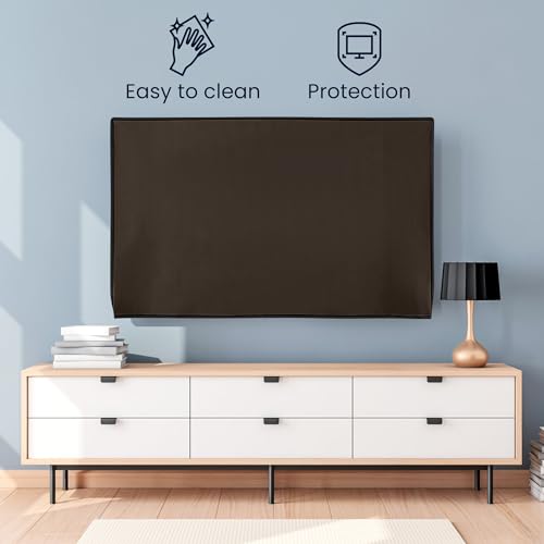 kwmobile Indoor 32" TV Cover – Television Dust Cover Screen Protector – TV Screen Dust Protection – Synthetic Fabric Chocolate - color: Chocolate, size: 32" TV