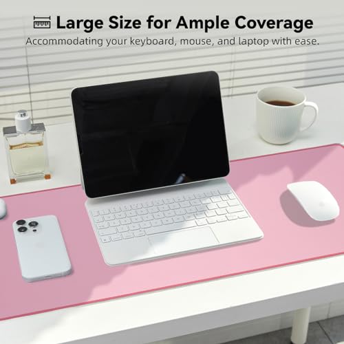 Reniteco Waterproof Large Gaming Mouse Pad with Durable Stitched Edges, Non-Slip Rubber Base, Smooth Surface Mouse Mat Desk Pad for Home Office Gaming, 27.5"*11.8"*0.08",Pink - color: Pink, size: 27.6''x11.8''x0.08''