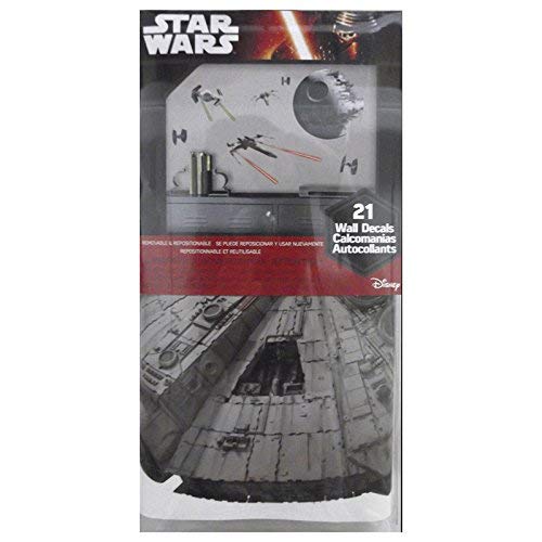 RoomMates Star Wars Death Star Tie Fighter & X-Wing Peel and Stick Wall Decals by RoomMates, RMK3012SCS, 2 "x2.3 by 14.4 "x14.5 (Pack of 4) - size: 2 " x 2.3 " by 14.4 " x 14.5 " (Pack of 4)