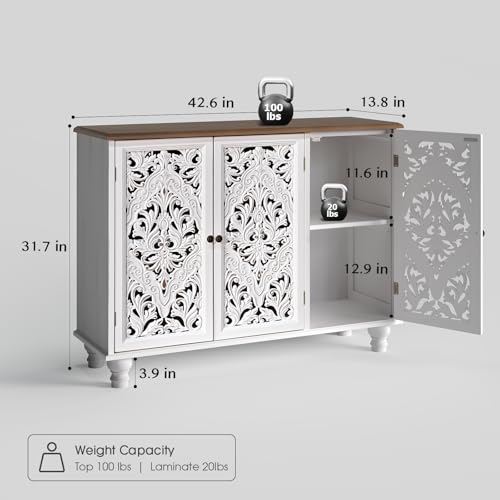 Jiansu furni Sideboard Buffet Cabinet with Storage,Accent Cabinet with 3 Doors & Adjustable Shelves for Kitchen, Living Room,Hallway,Bedroon(White) - color: White_3 Doors