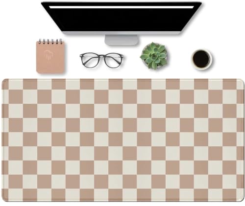XXL Brown Checkered Mouse Pad with Non-Slip Rubber Base, Large Modern Aesthetic Mouse Pads for Desk Decorative Gaming Mousepad Desk Accessory for Office - color: B2