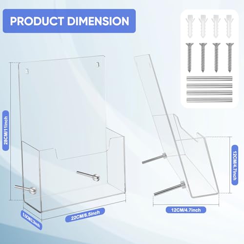 Acrylic Sign Holder, Clear Wall Mount & Desktop Brochure Display Stand | 4 Pack | 3mm Thick | Detachable Magnetic Rod | Fits Journals, Booklets, Document | For Hotel, Classroom, Office, Showroom - color: 4 Pack, size: 8.5*11 inch