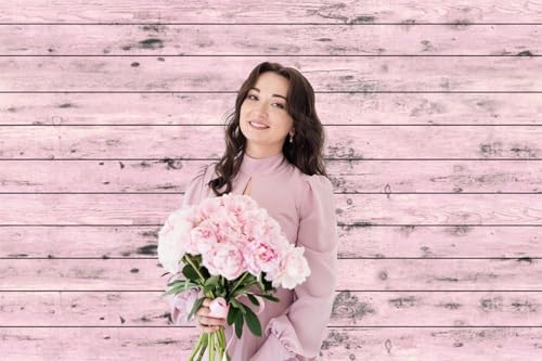 Vintage Pink Wooden Wall Backdrop 5x3ft Vinyl Light Pink Wood Planks Wooden Board Barnwood Background Newborn Baby Girls Portrait Birthday Party Decor Wallpaper Photography Props - color: light pink, size: 5x3ft