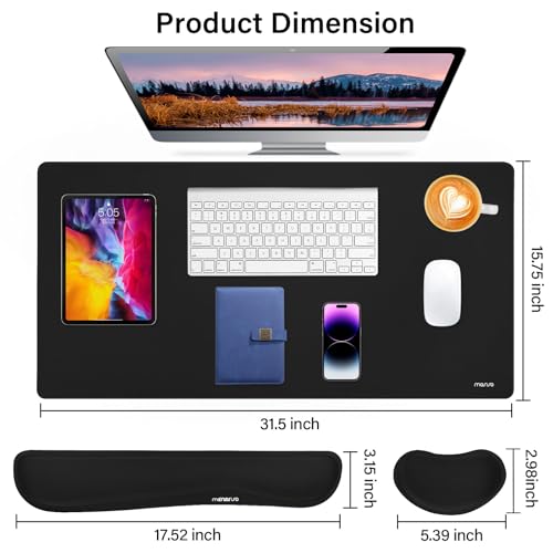 MOSISO Keyboard Mouse Pad Set, Gaming Mouse Pad&Keyboard Wrist Rest&Wrist Rest, Ergonomic Wristrests with Memory Foam Home Office Easy Typing Cushion Non-Slip Mousepad, Black - color: Black